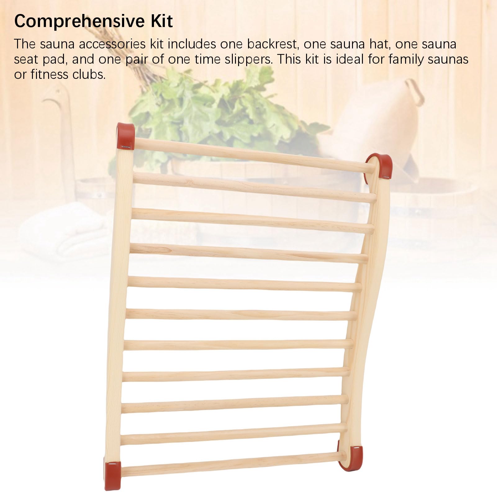 Pssopp Schienale per Sauna Supporto per Schiena per Sauna in Legno Pino Design Ergonomico Curvo con Imbottitura per Cappello e Pantofole Comfort Antiscivolo per l'uso in Familiare in Palestra