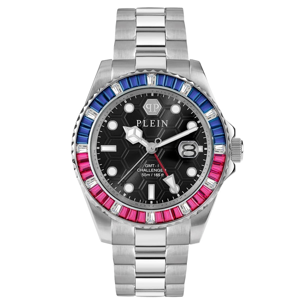 Philipp Plein Men Analogue Quartz Watch GMT-I Challenger Baguettes