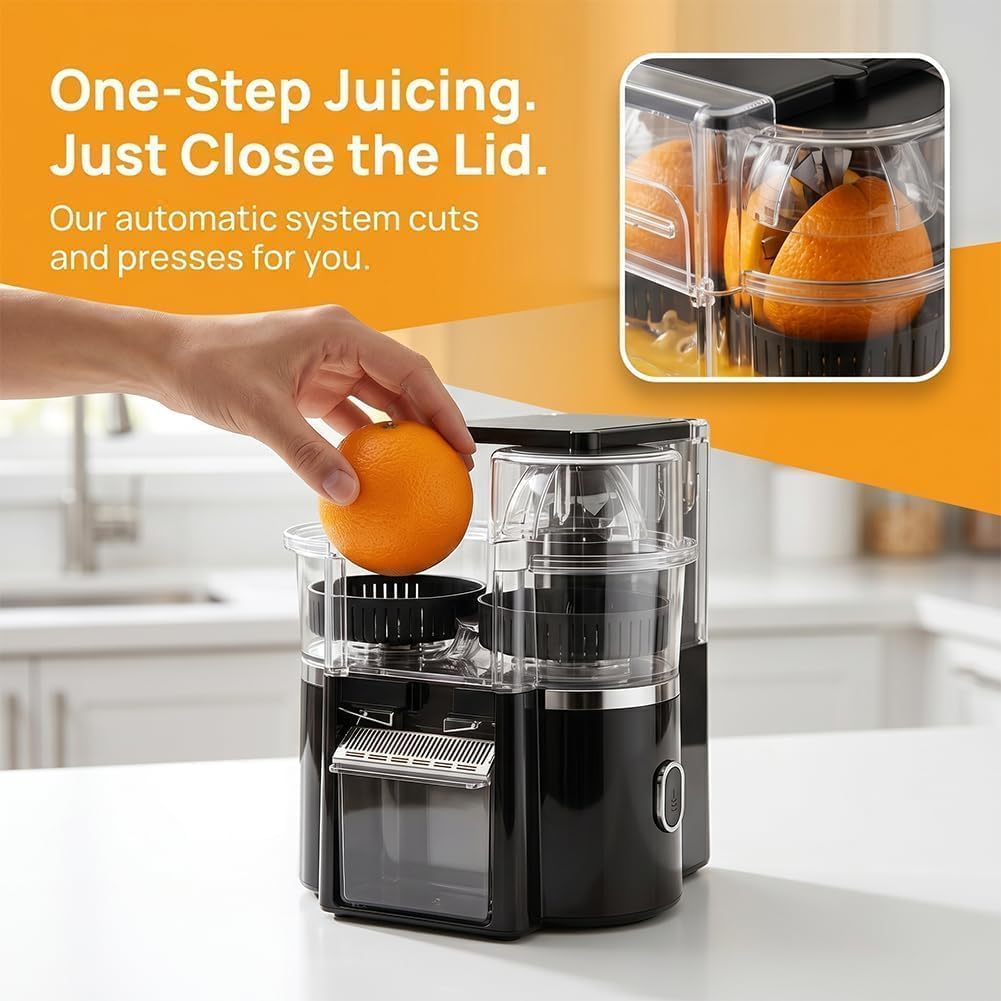 Exprimidor De Cítricos Automático De Doble Cabezal, Exprimidor Cítricos | Juice Maker con motor de 18000 Rpm, extractor de jugo inalámbrico de 2 velocidades para naranjas, limones y limas(Black)