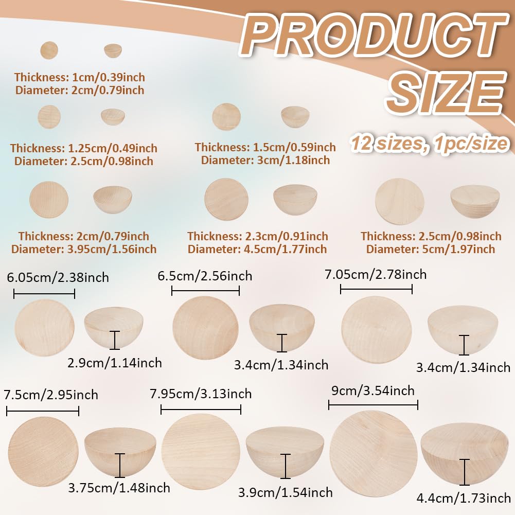 BENECREAT 12Pcs 12 Sizes Half Round Pottery Tools Set - Image 2