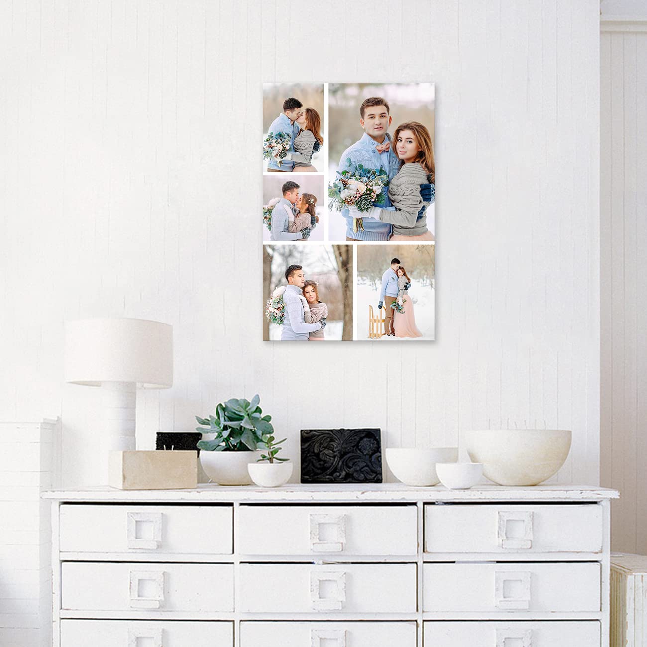 Custom Collage Canvas Print - Personalized Multi-Photo Wall Art, 24x24 Inches Framed
