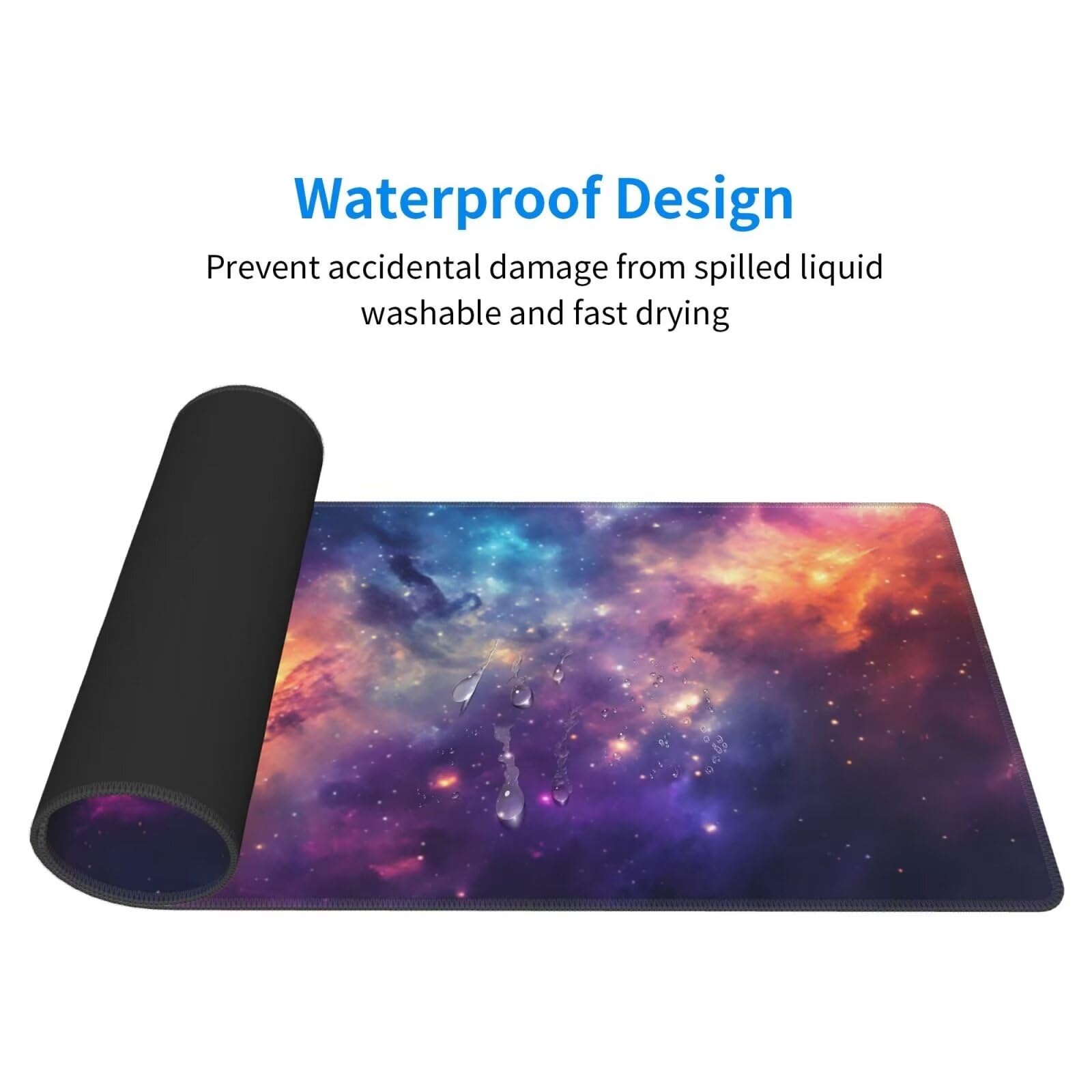 Tappetino Mouse, Tappetino Mouse Gaming Grande XXL 1500x800x3mm Tappetino Scrivania Mouse Pad, Base in Gomma Antiscivolo, Bordi Cuciti,Lavabile, Mousepad per Ufficio e Gaming (Dreamy Universe) R-512