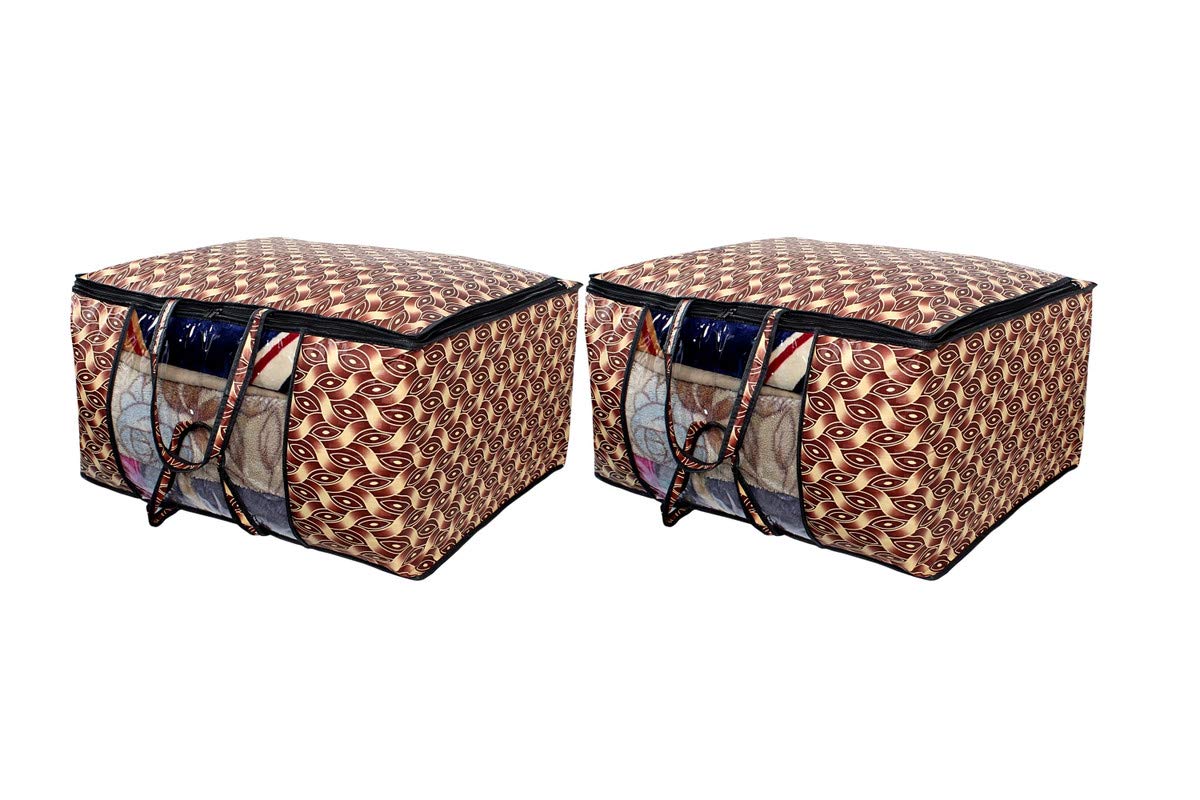 The Furnishing Tree Blanket Bag/Storage Bag/Quilt Bag Large Size Interlocked Ropes Pattern Brown Set of 2-picture-10