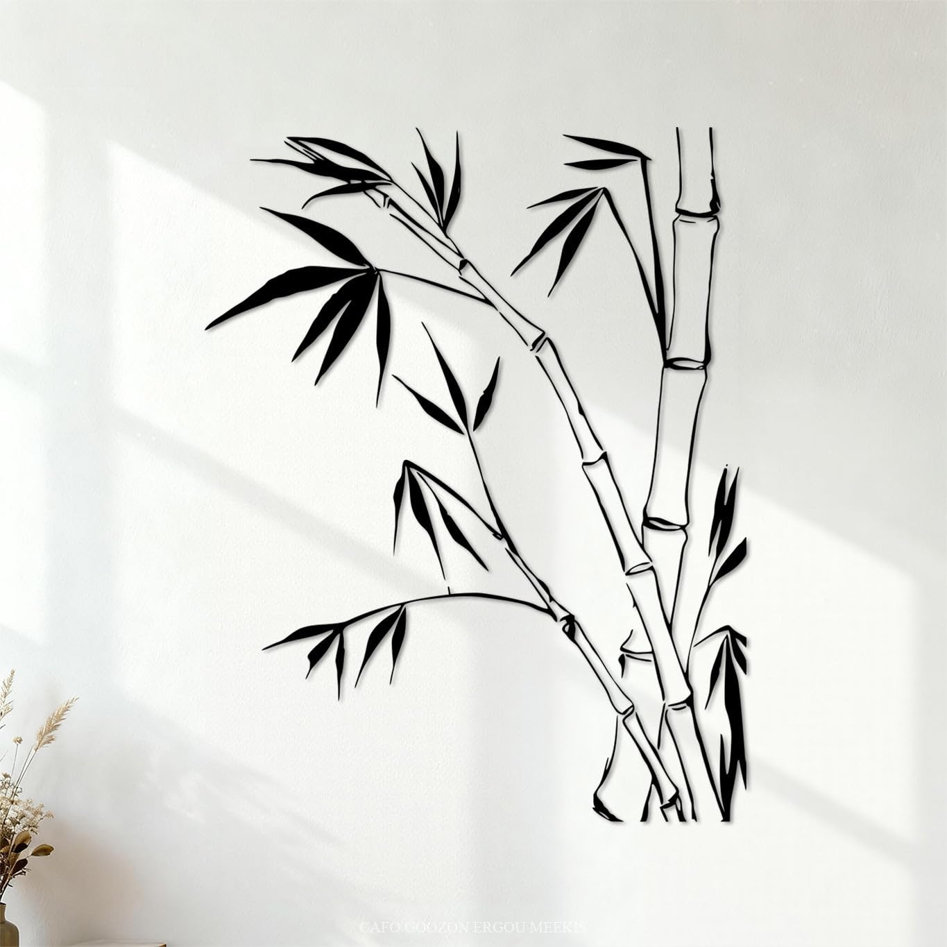 Ergou -R7024 Engraving Decals Bamboo Plant Pattern Bamboo Leaves 54.6X70.1cm Removable Without Leaving Glue Black