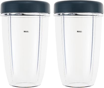 Blender Cups Replacement for Nutribullet Blender 24oz Cups with Lid, Compatible with Nutribullet 600W/900W Blenders (2 Pack)