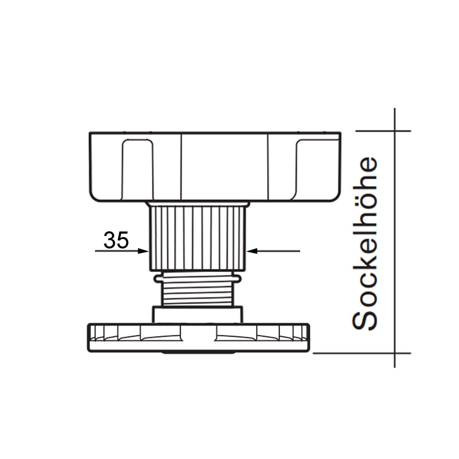 SOTECH Set di 4 Gambe Per Mobili Gambe Per Zoccolo Gambe Regolabili 55mm | Altezza regolabile nera | Supporta fino a 500 kg | Set completo