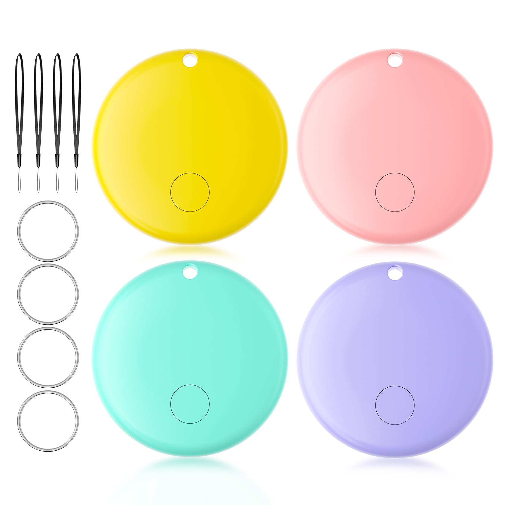 JTD Air Tracker Tags 4 Pack for Find My, 2026 Upgraded with IP68 Waterproof Item Finder with Left-Behind Alert, 4 Colors for Keys, Luggage, Backpack, Wallet. iOS Only.