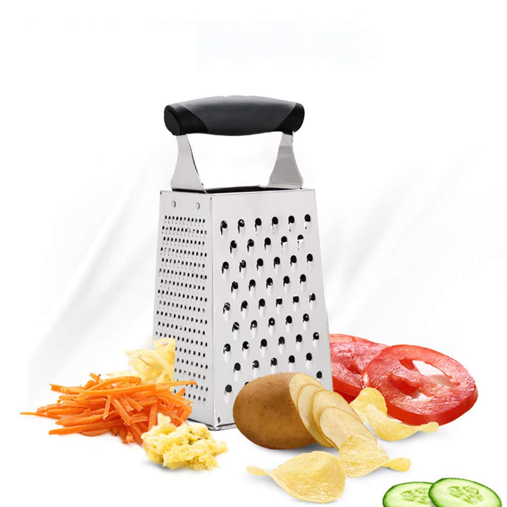 ArinkO Grattugia 4 Lati in Acciaio Inossidabile con Base Antiscivolo - Affetta, sminuzza e grattugia Facilmente Le Verdure - Affilatura Superiore per Una Preparazione in Cucina Senza Sforzo