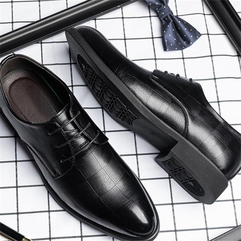 Large Size Men's Business Formal Leather Shoes Versatile Pointed Toe Lace-up Casual Dress Shoes Low-top Slip Resistant Rubber Oxford Shoes for Men2