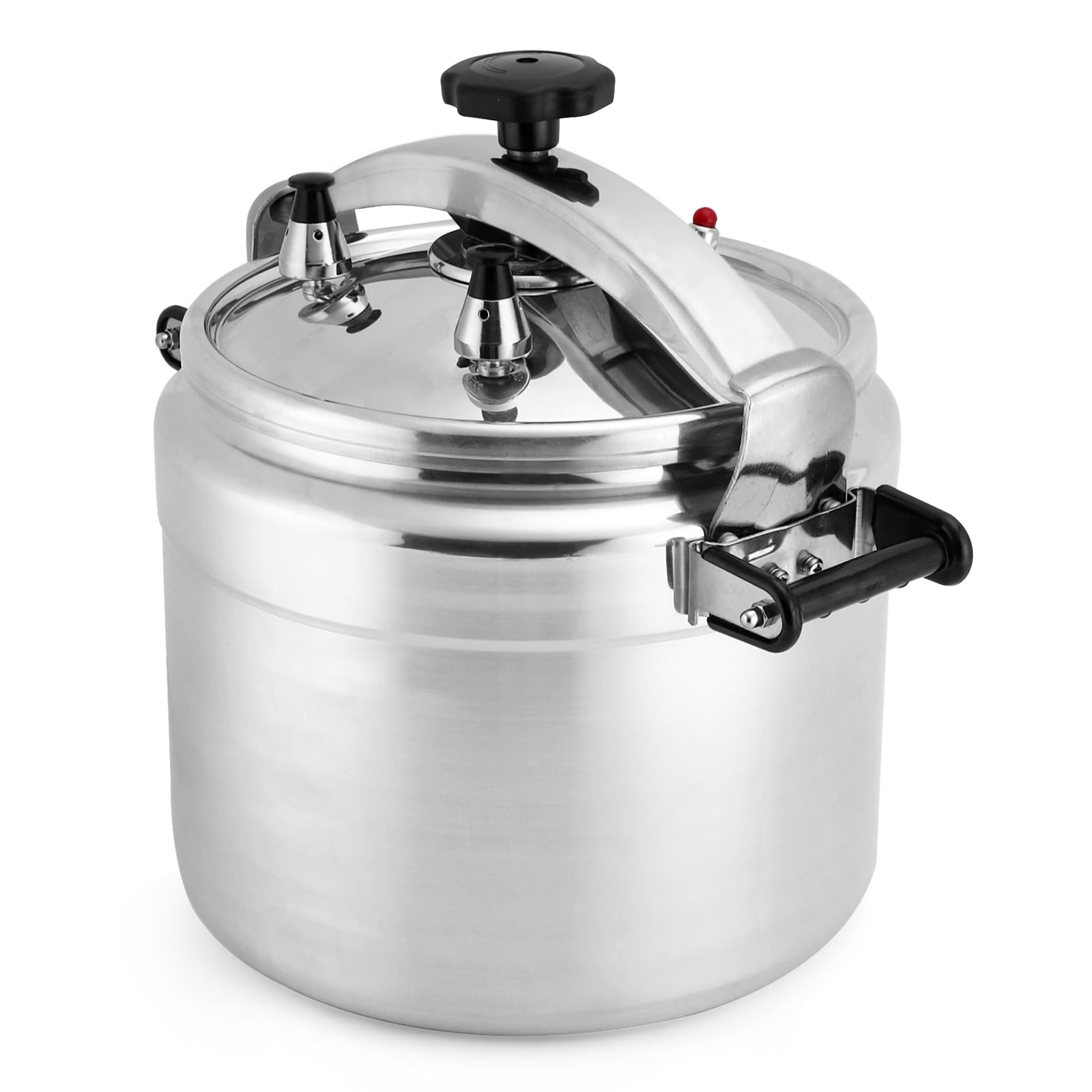 Fulgutonit Clamp On Pressure Cooker, 26 Quart Aluminum Pressure Cooker w/Ultra Safe Clamp Bar Locking System, 2 Valves for Stable High Pressure, for Family or Commercial Use