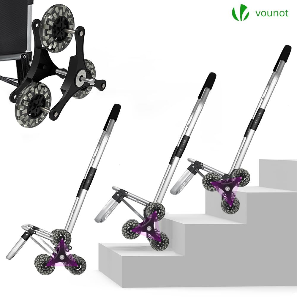 VOUNOT® Carrito Compra Plegable de Aluminio, Carro de la Compra 6 Ruedas con Bolsa Oxford Desmontable y Ganchos, 58L, Negro