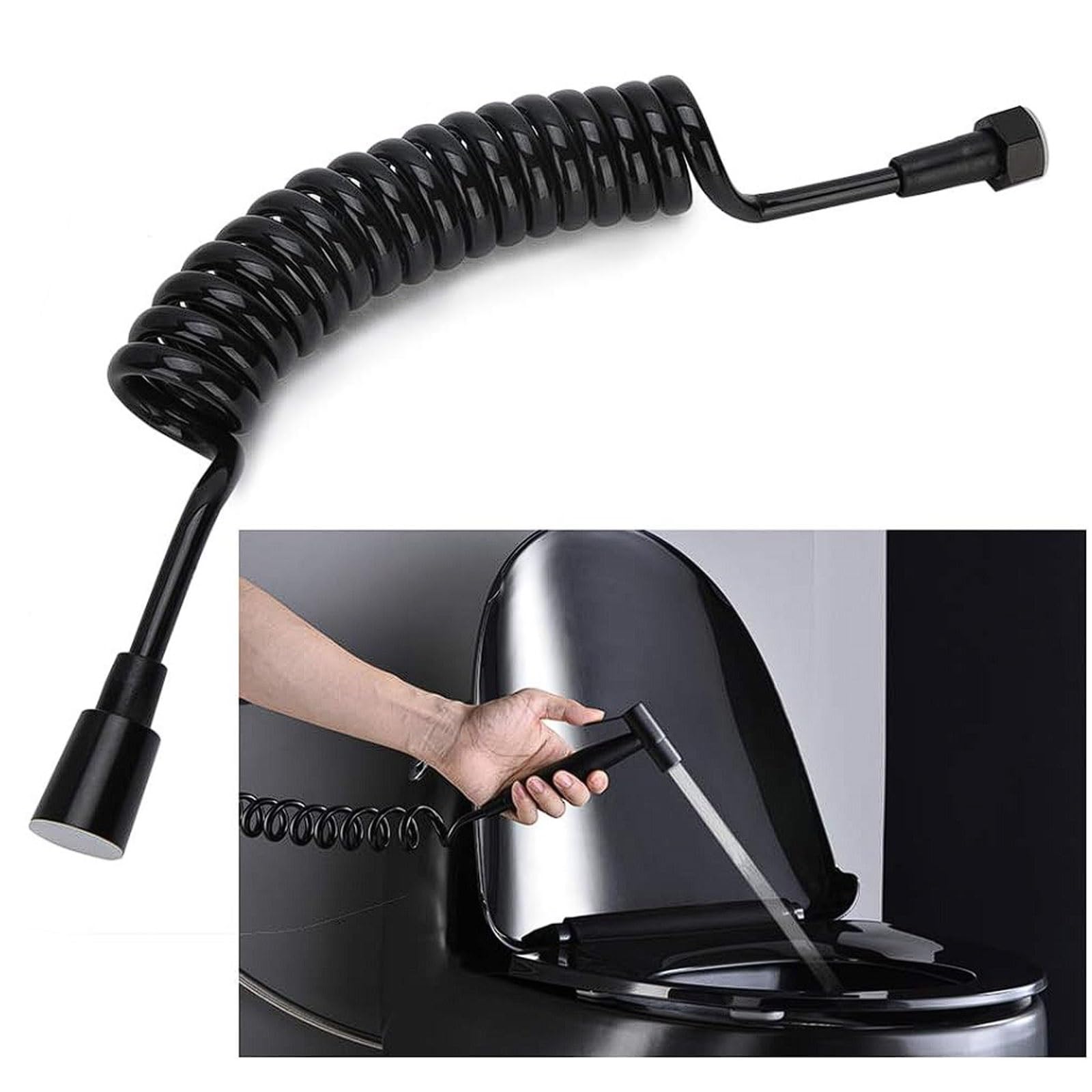 Manguera de resorte retráctil, manguera de ducha universal con accesorio de cobre, tubo rociador de bidé antienredos para uso en inodoro