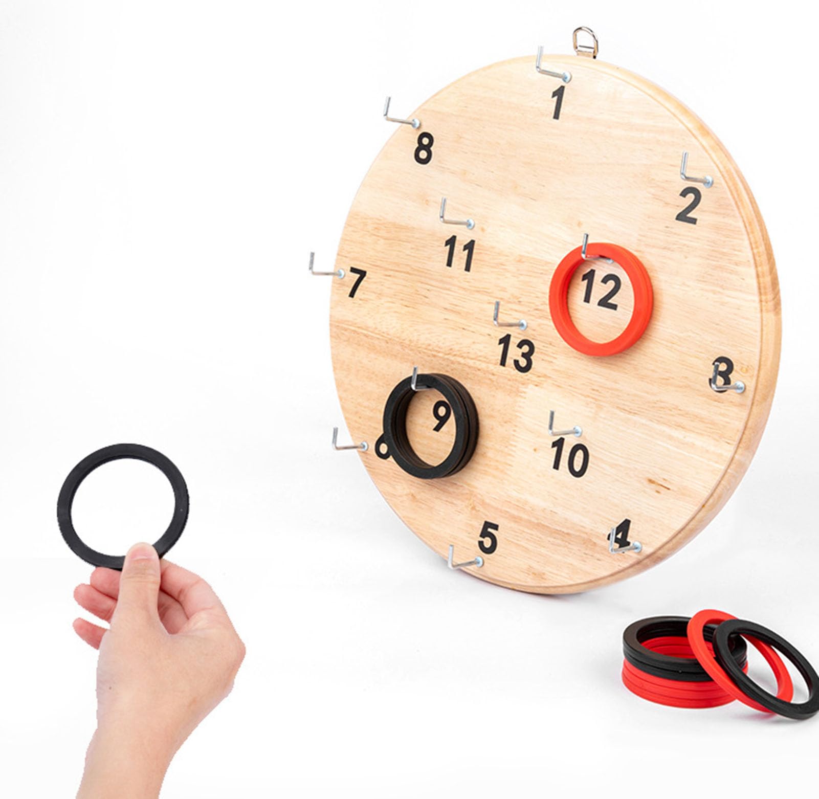 Gioco da Parete con Anelli in Legno, Gioco di Lancio numerato, Gioco interattivo di Lancio Anelli per la Famiglia,Small