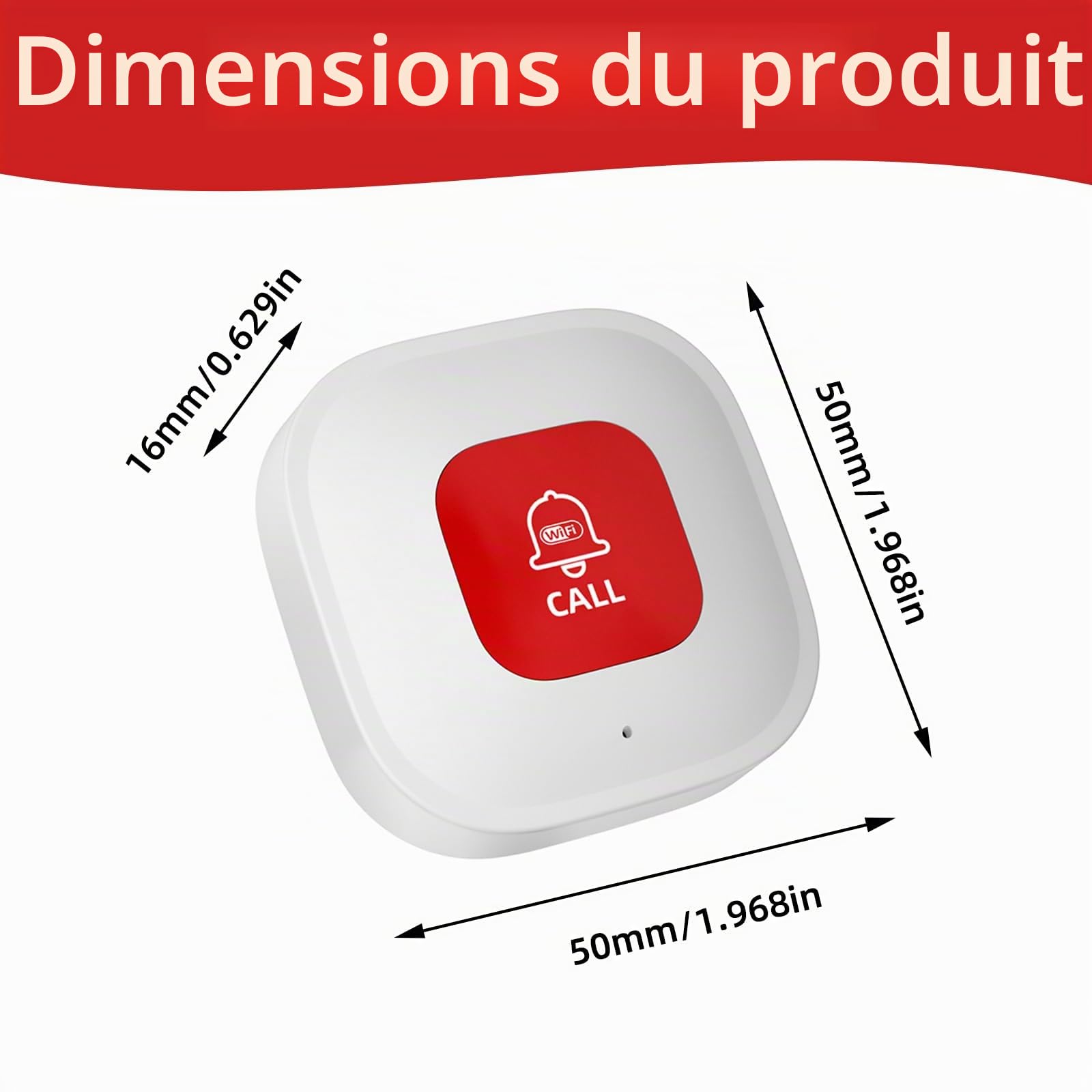 Bouton d'urgence intelligent WiFi pour personnes âgées, blanc, contrôle d'application Tuya, portée WiFi de 10 m
