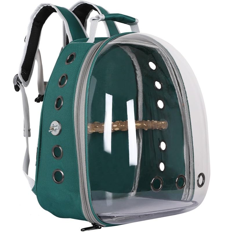 Mochila Bolsa Transporte Para PáSsaros Com Poleiro Calopsita Ave Papagaio(VERDE)