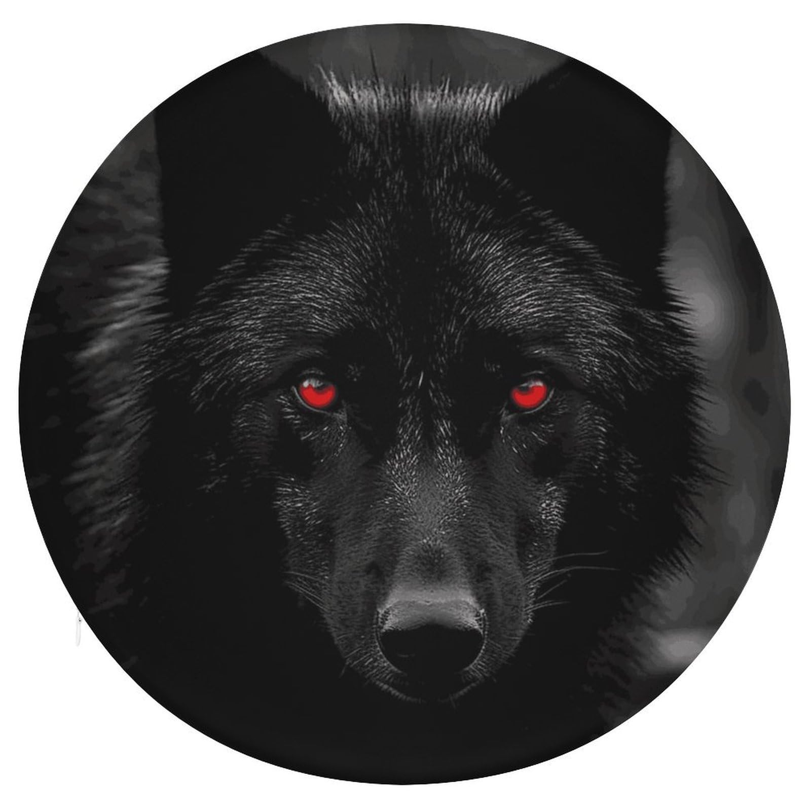 FekiLoot Black Red Eyed Wolf Seat Cushion Comfort Memory Foam Seat Cushion Chair Pad Soft Round Stool Cushion Chair Cushion Removable Washable Cover for Home Office Outdoor Bistro 15.35 Inch