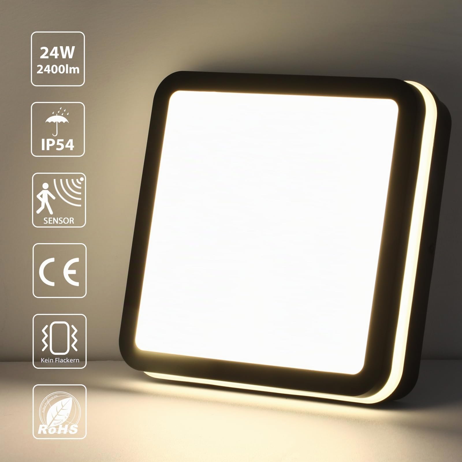 24W LED Deckenleuchte mit Bewegungsmelder