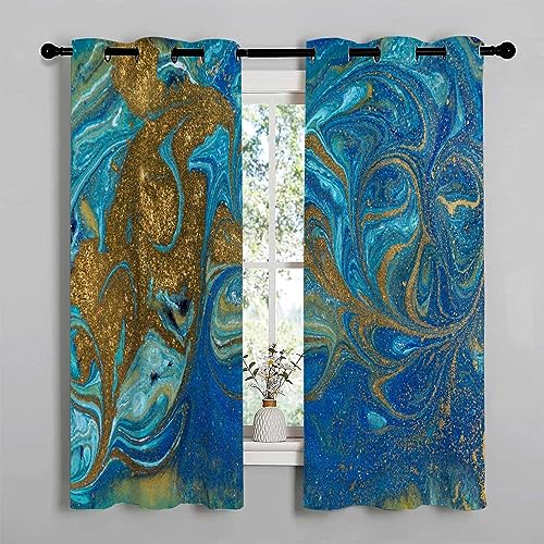 YANFENQI Heat Blocking Curtain Cyan Imitation Marble Door Frame Curtain Drapes 85Inch Width by 108Inch Length,2 Panels