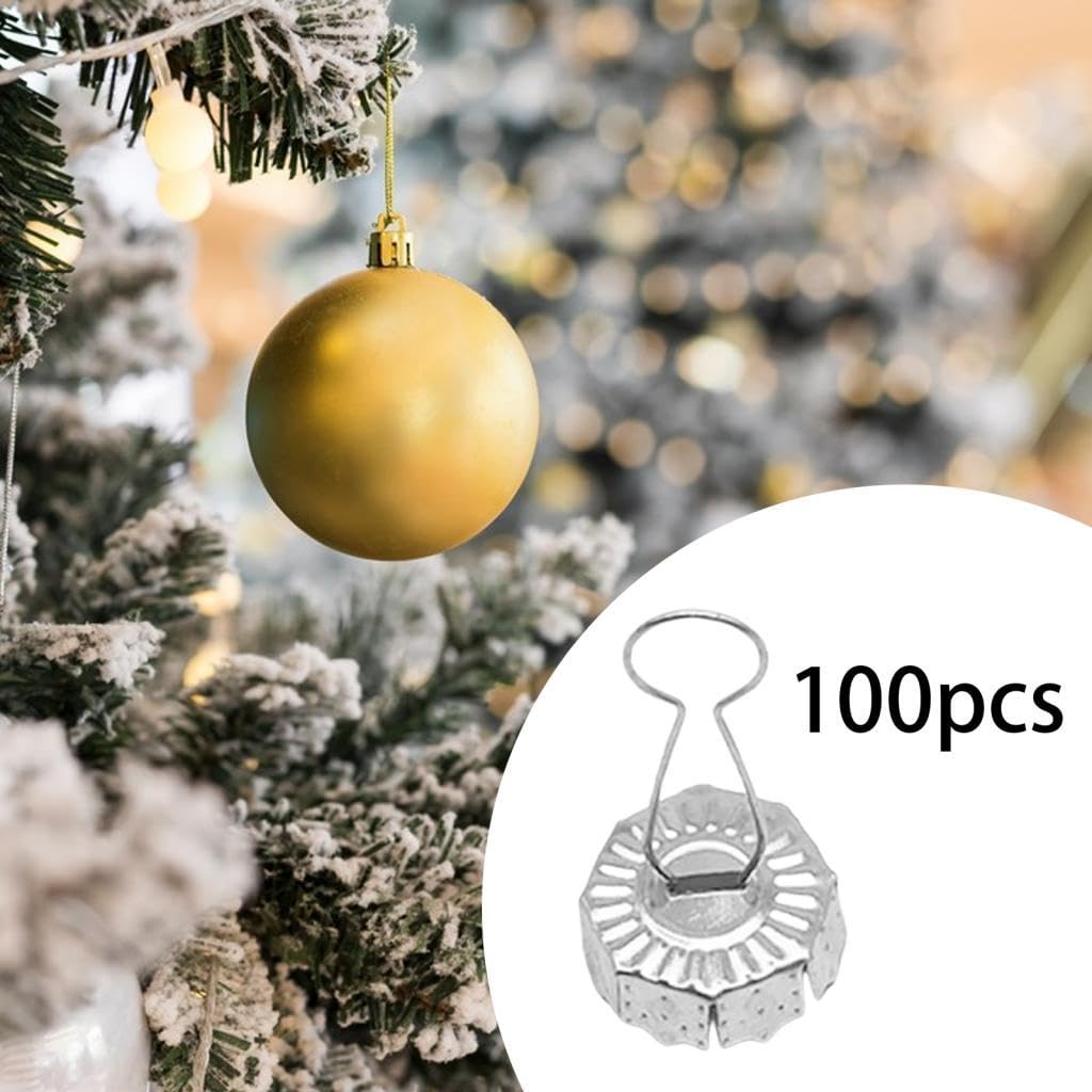 5x100x Cime di Ornamenti per Palline di Natale, Ricambi per Decorazioni Natalizie Fai Da Te, Ganci per Ornamenti in Metallo per Feste Natalizie, 5 pezzi