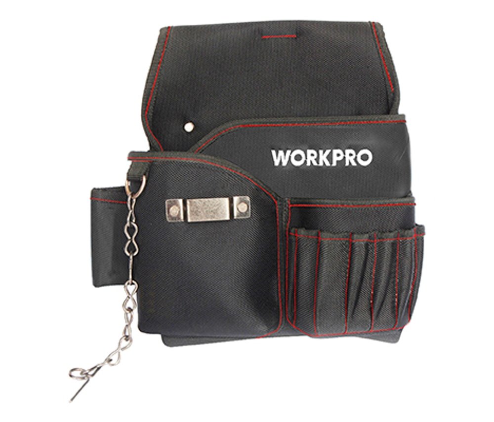 WORKPRO Electrician Pouch, Tool Pockets w/Tape Holder, 600D Polyester Construction, (1 Pack)