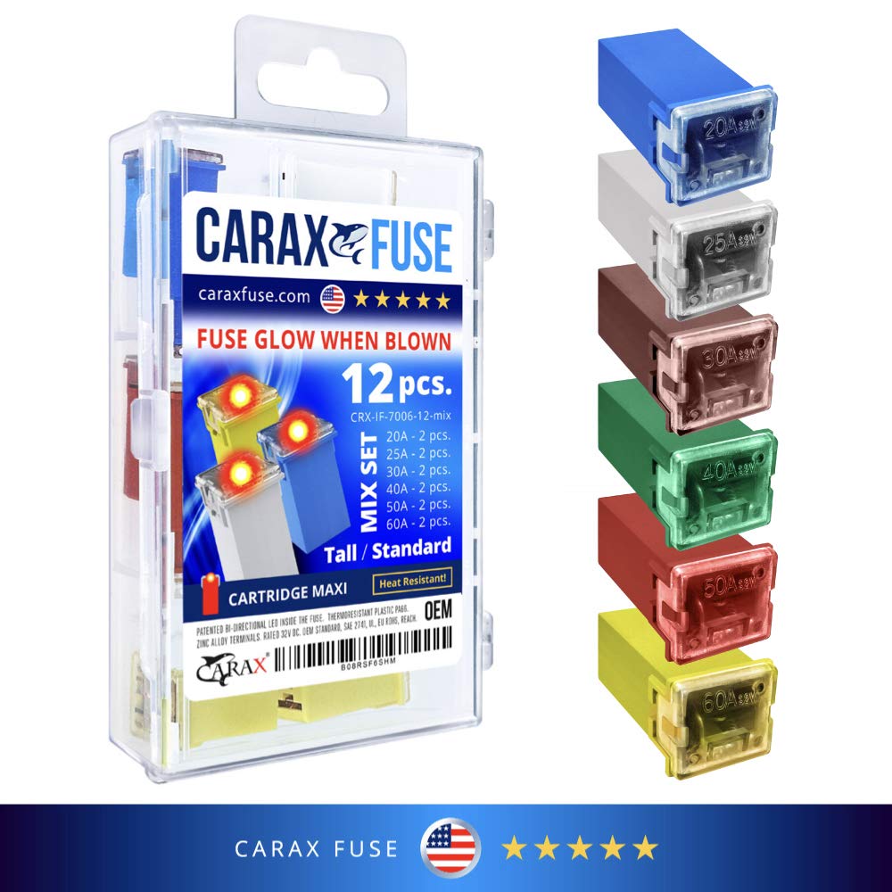 Jcase Fuses Assortment Kit CARAX Glow Fuse Kit - 12-Piece LED ...