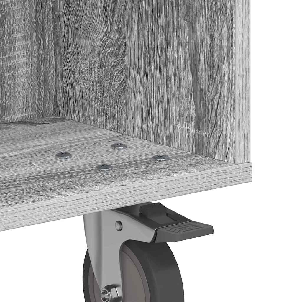 Mesa auxiliar con ruedas Sonoma gris madera 50,5 x 50 x 30 cm con espacio de almacenamiento y ruedas para salón, dormitorio, oficina, sofá cama