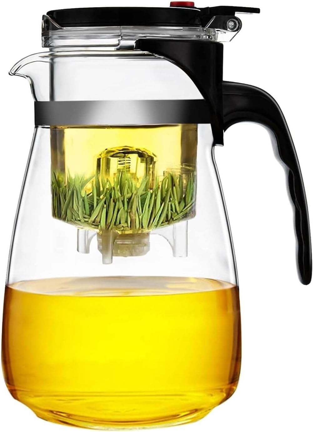 Sihirli Borosilikat Cam Demlik 900 ml Isıya Dayanıklı & Tek Tuşla Demleme