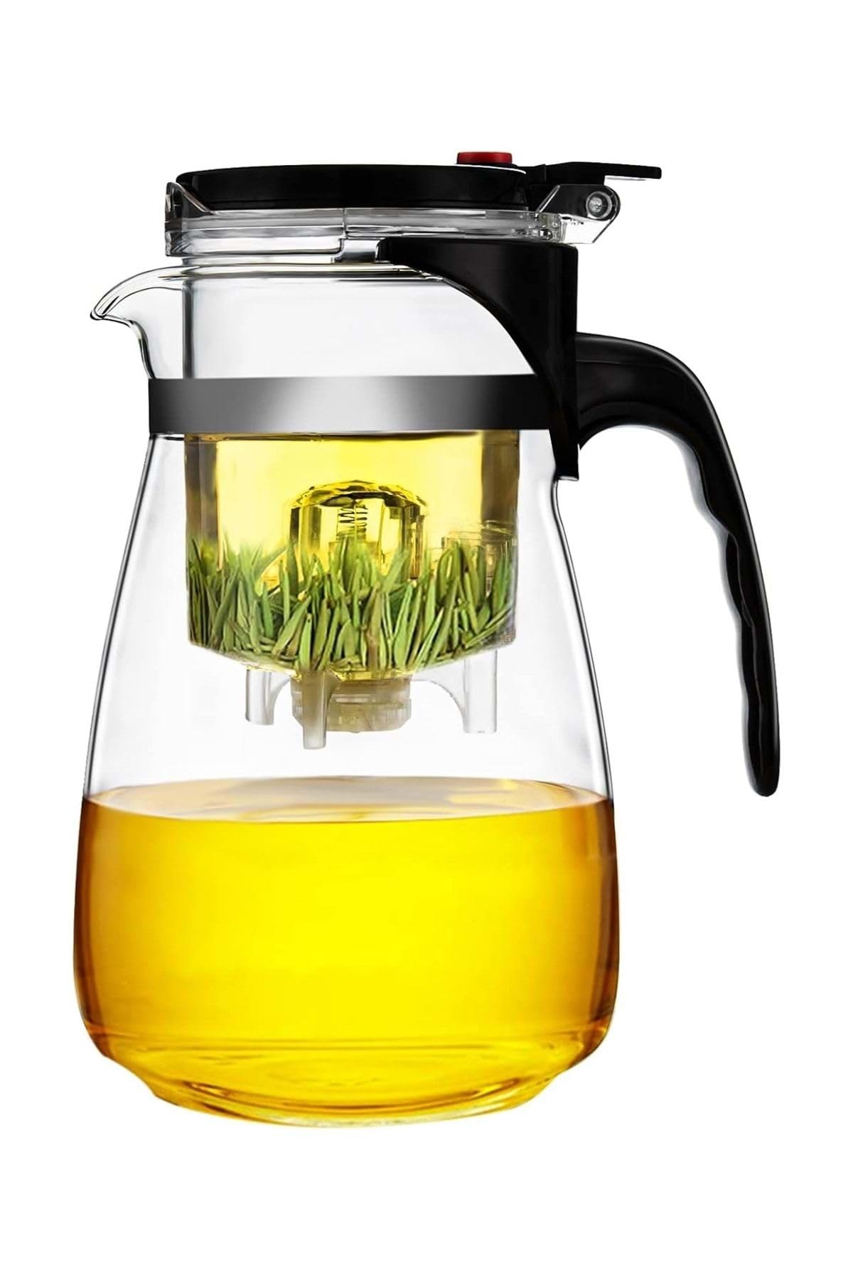 Jenisa Sihirli Borosilikat Cam Demlik 900 ml Isıya Dayanıklı & Tek Tuşla Demleme