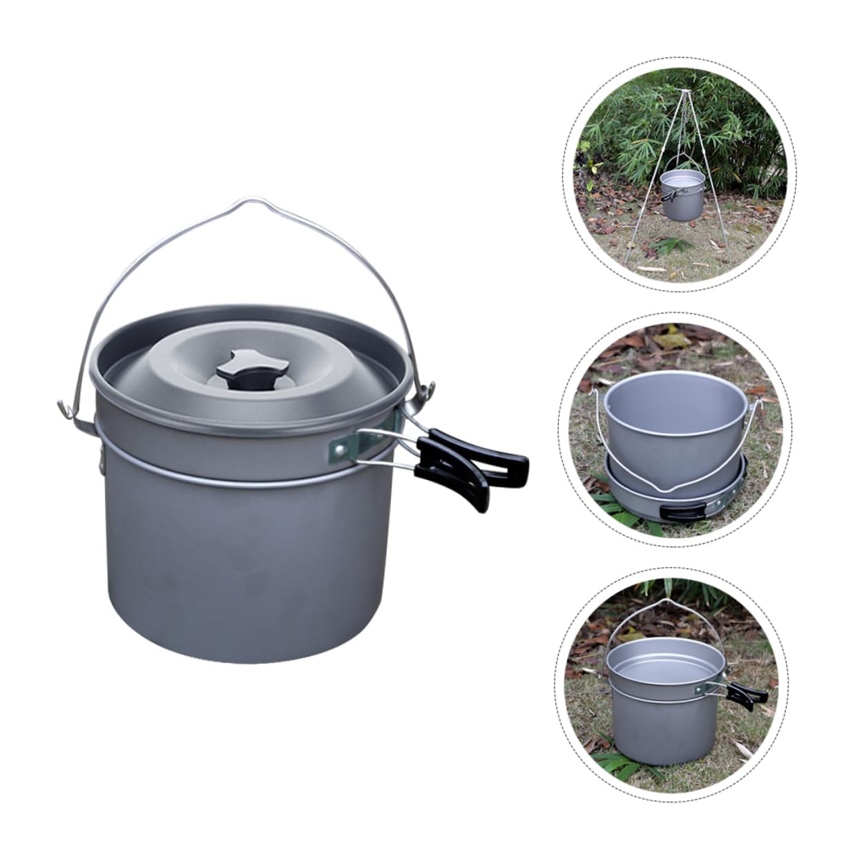 HANABASS 1 Satz Camping Kochtopf Set für Personen Leichtes und Tragbares Kochgeschirr für Outdoor Aktivitäten Schnelles Kochen und Hohe Temperaturbeständigkeit für und Reisen