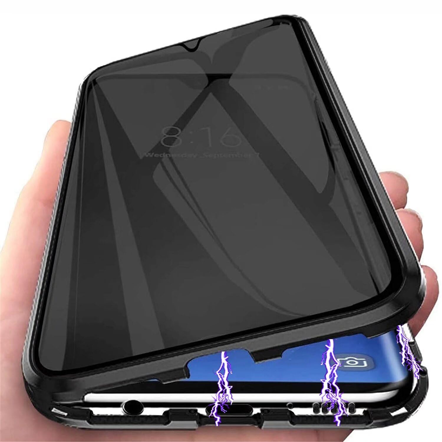 PingGoo Magnetic Titanium Privacy Case for OnePlus 13, Anti Peep Magnetic Adsorption Double Sided Tempered Glass Full Body Case, Privacy Screen