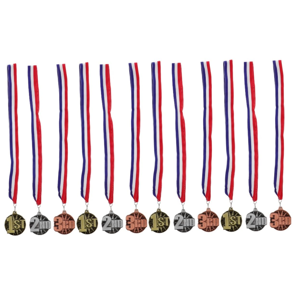 Sosoport 12stücke Medaillen Mit Band Ausgezeichnete Sportmedaillen Für Schülerwettbewerbe Auszeichnungen Und Ehrungen Glänzende Metallmedaillen Für Sieger Und Teilnehmer