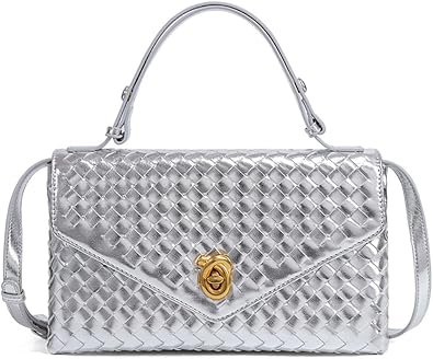 Upbull Trendy Woven Evening Clutch Purses Women PU Leather Evening Handbags Underarm Shoulder Crossbody Purse Wedding Wallet