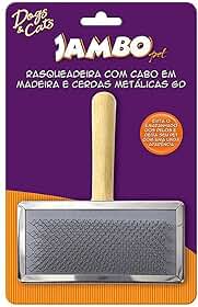 JAMBO PET Escova Rasqueadeira Para Pets Escovação Elimina Nós E Pelos Indesejados Com Cabo De Madeira Tamanho Grande