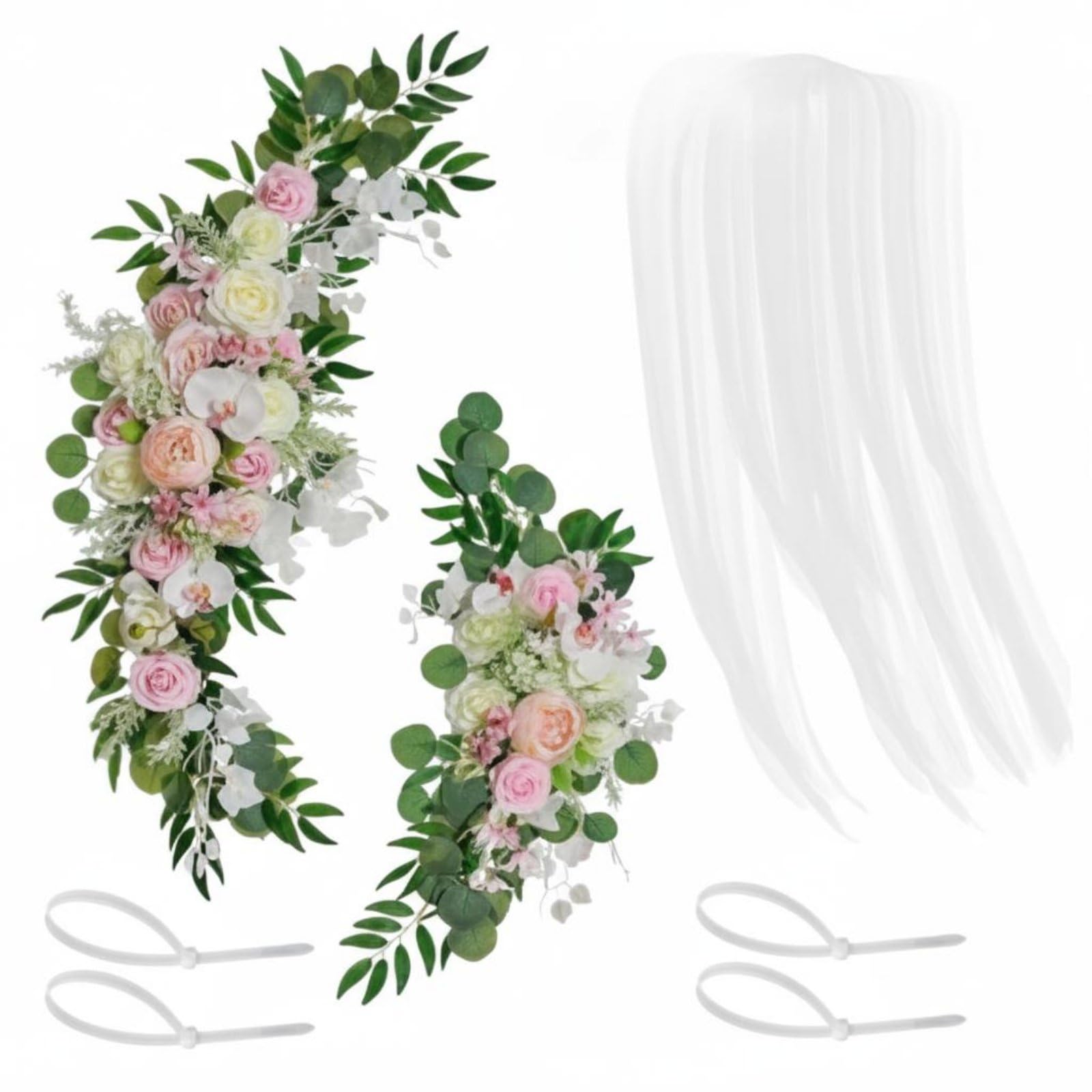 Bouquet Simulazione Fiori Artificiali Composizione Ghirlanda Decorazione Matrimonio Set Floreale Riutilizzabile all’Uso Adatto per Archi Sedie Scale, Color to 10