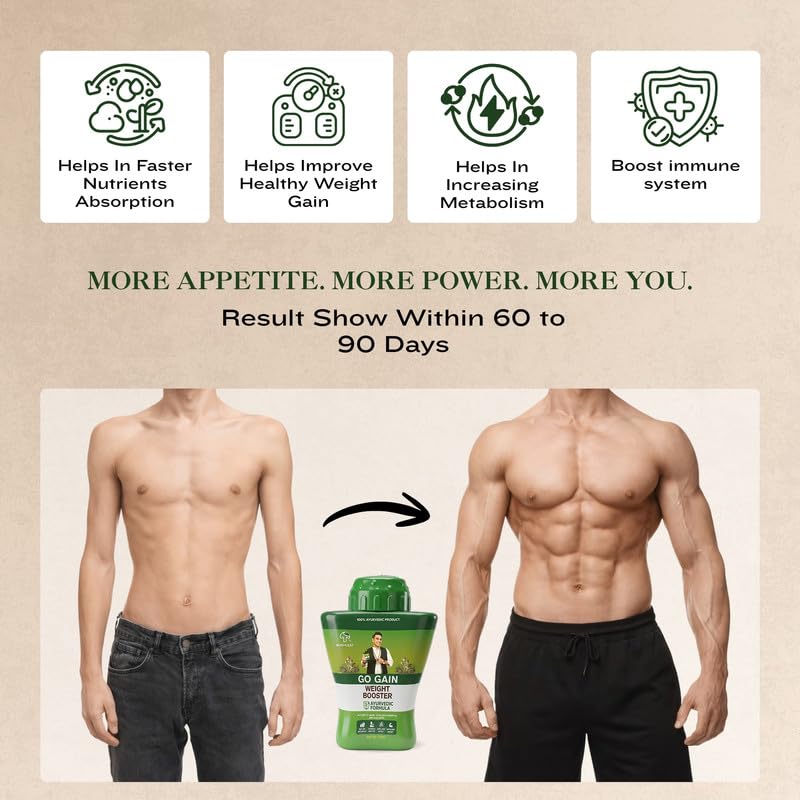Image of Go Gain Weight Booster Mushroom Powder Ayurvedic Weight Gainer for Men Women and Adults with Natural Ingredients to Improve Stamina, Appetite and Overall Wellness (100 Gram) (Pack of 1)