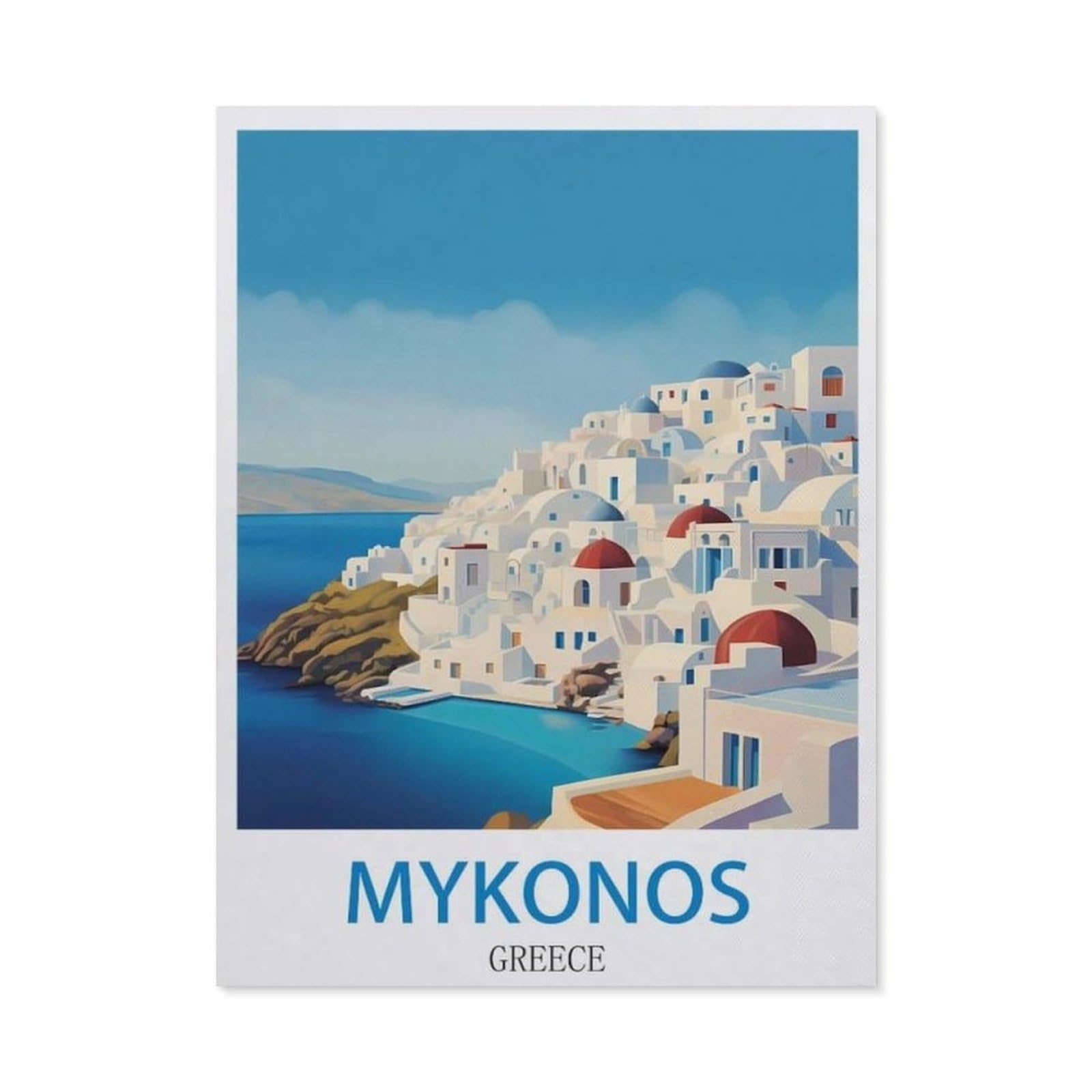 BEAYODKP 5D DIY Diamond Painting kit，Mykonos Greece，Round Resin Diamond Cross Stitch, Home Decoration Gift（50 x 60 cm/19.68 x 23.62 inches）-CN59