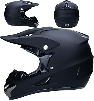 Matt Black Motorcycle Cross Helmets ,Full Face MTB Helmet with Goggles Mask Gloves, Motocross Helmet Mens Off Road Helmet Youth Kids Motorcycle Crash Helmet