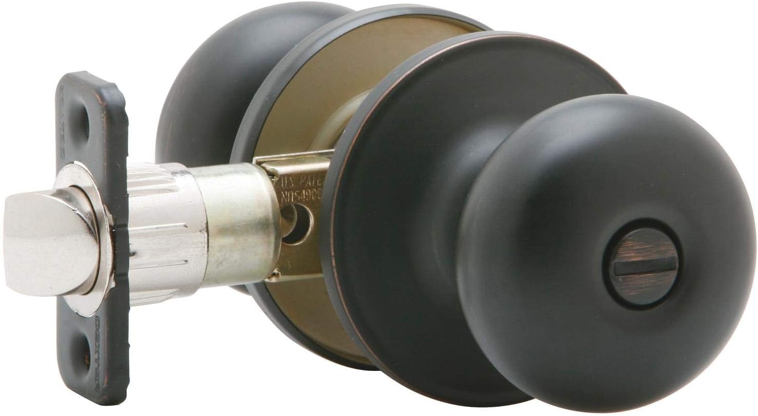 J-Series by Schlage Stratus Door Knob with Standard Trim, Bed & Bath Privacy Lock, Aged Bronze, J40 V STR 716