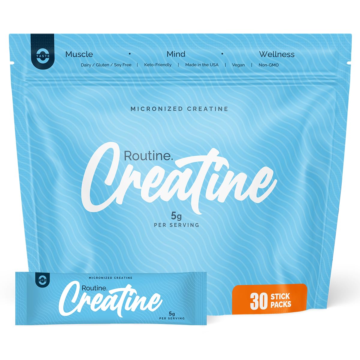 ROUTINE Micronized Creatine Monohydrate Powder, Unflavored, 30 Stick Packs 30 Servings