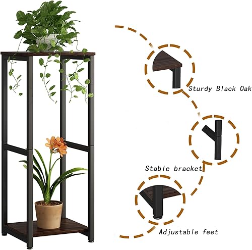 Miniatura 5 de YIZAIJIA Soporte para plantas de interior de 2 niveles de alto, de metal, para almacenamiento de plantas, múltiples para sala de estar, balcón,