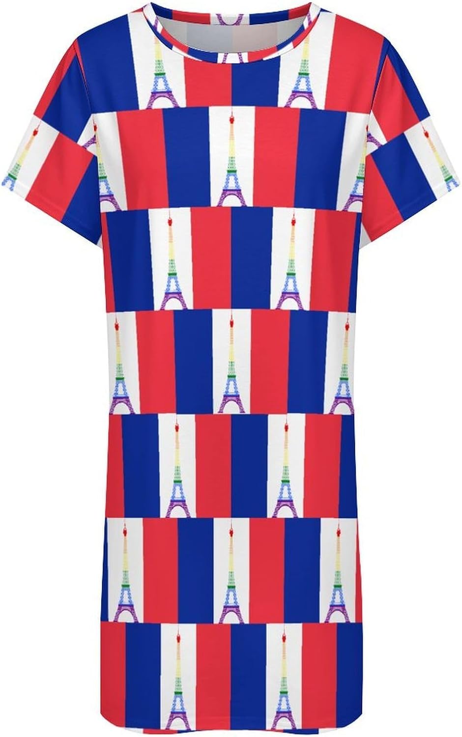 France Gay Flag Nightgowns for Women Short Sleeve Sleep Dress Casual Sleepshirt Night Gowns Pajamas