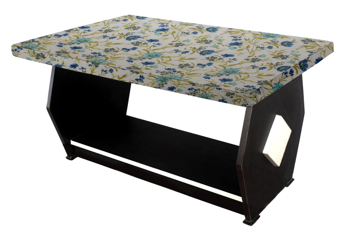 Stylista Elastic Cotton Rectangular Center Table Cover (WxL 18x48) in Inches - Floral Blue Leaf on offwhite Base (B0CYGJGW2Q) Amazon Price History, Amazon Price Tracker