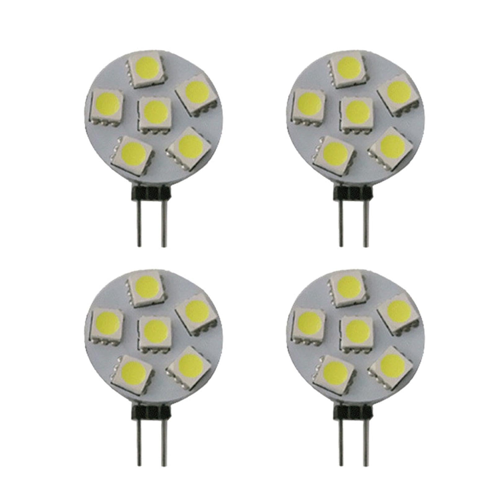 DLEDMOP G4 Bi Pin Bulb G4 LED Bulb 2W Bi-Pin LED Disc JC Side Pin 12V-24V AC/DC Low Volt CRI>85 350 Lumens 1W-4PCS ColdWhite