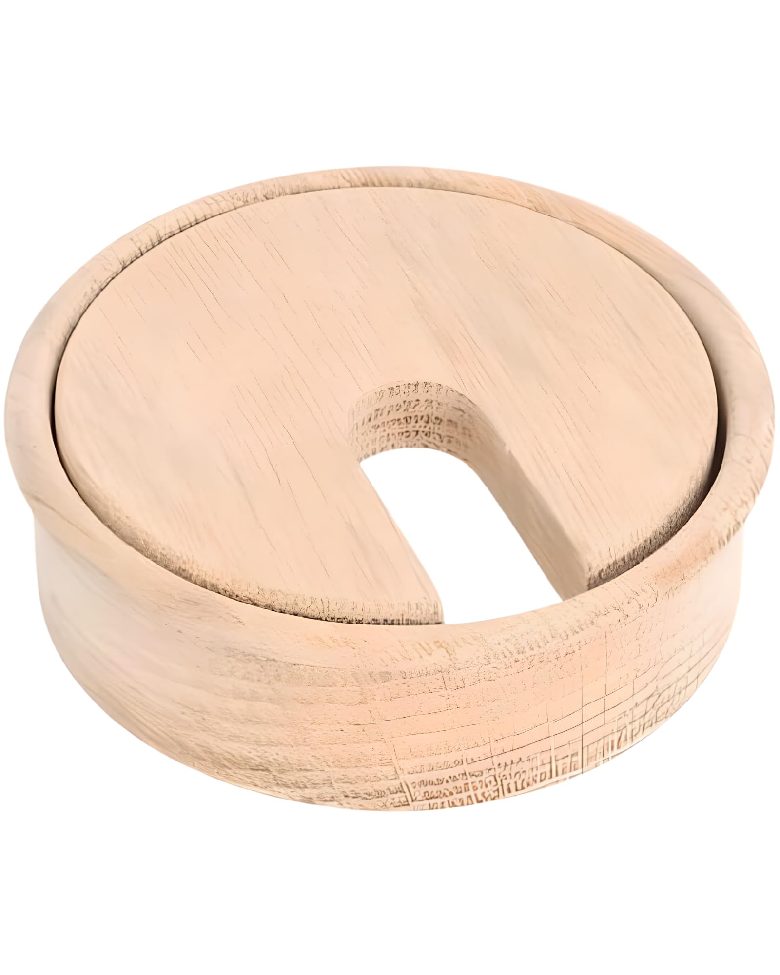 Gedotec Untreated Oak Cable Grommet | Plain | 1 Piece Round Cable Outlet | Cable Box Drill Diameter 80 mm | Cable Guide for Gluing in Worktop | Desk Channel - Cable Ducts โ image 1