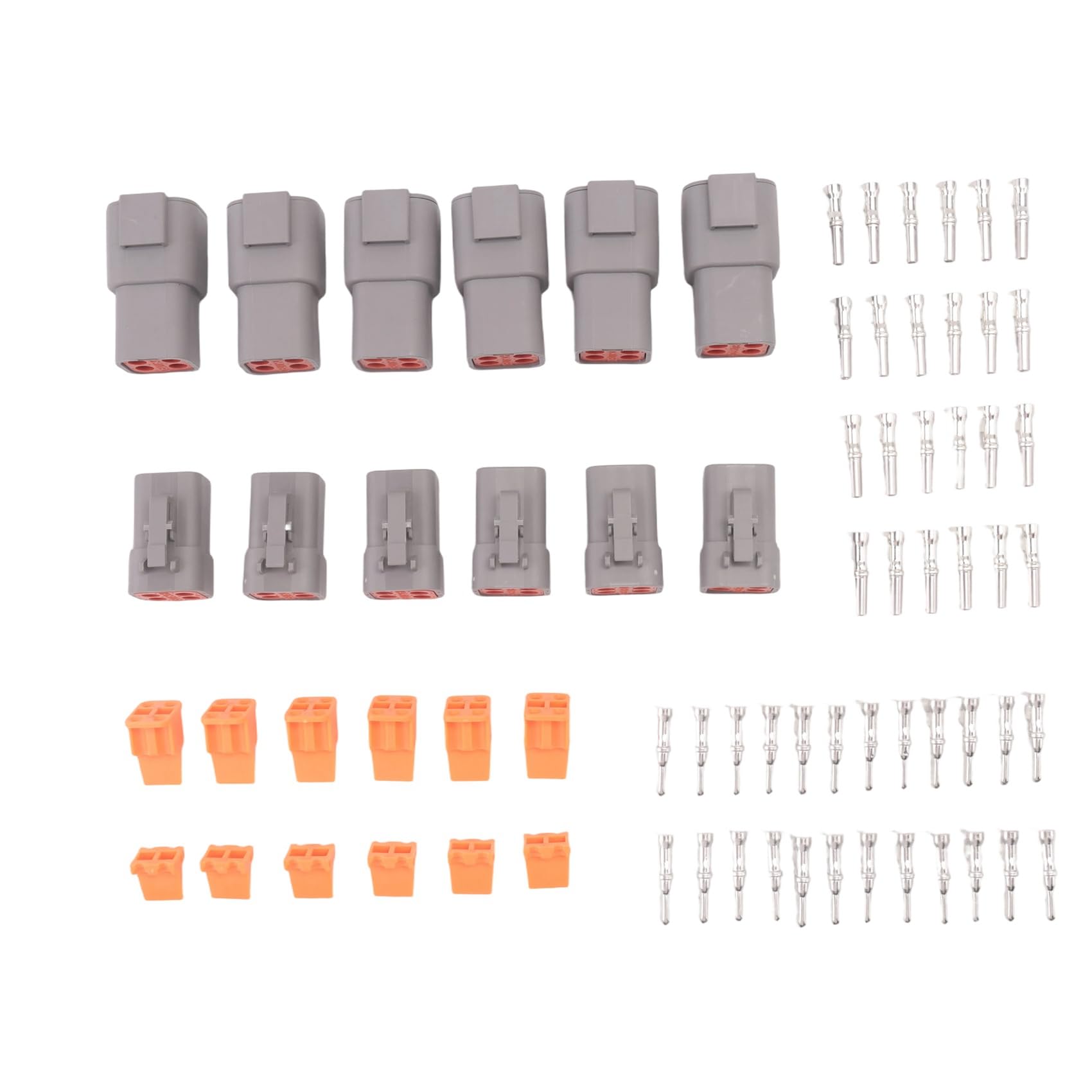 Jovryn 72 PCS Deutsch DTP Connector Kit 4 Pin Automotive Waterproof Connectors 6 Sets with Size 12 Stamped Contacts Gauge