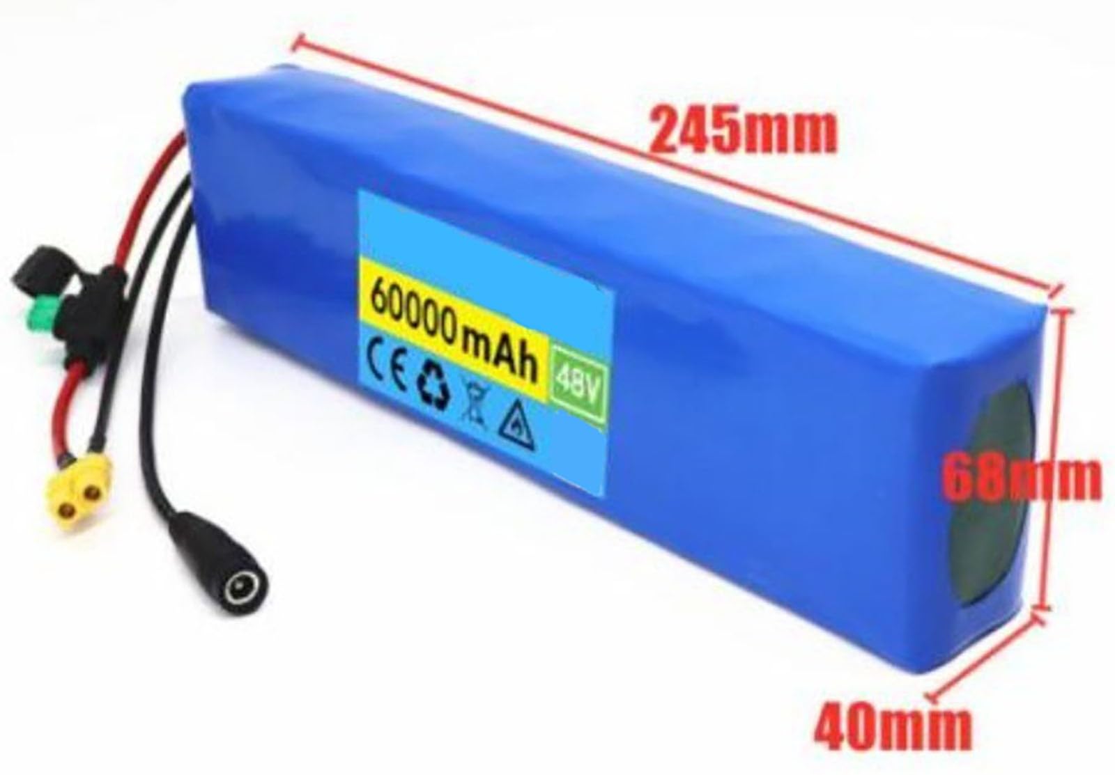 E-Bike Pedelec Akku 48V 60Ah Ebike Battery Pack 13S2P Elektro Fahrrad Batterie Rechargeable Battery PVC-Akku Mit Ladegerät Und BMS Für 200W-1000W Motor