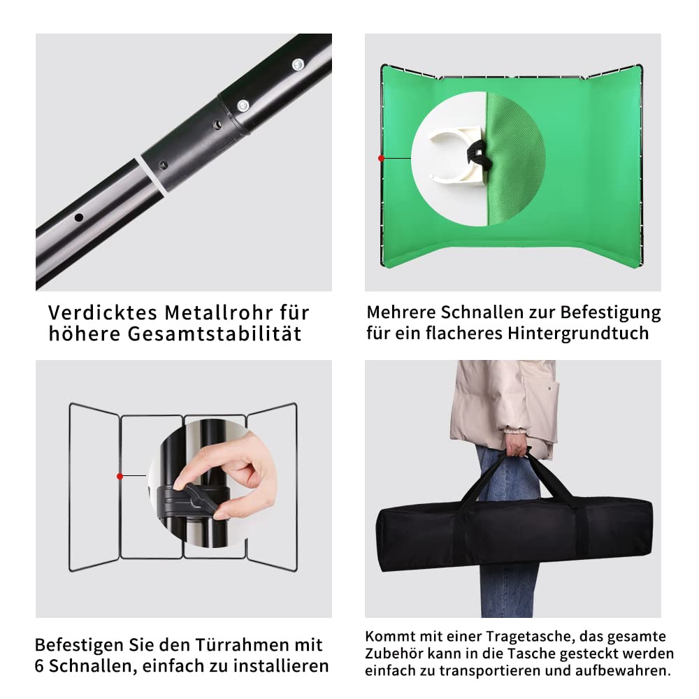 7,87 ftx 13,12 ft portatile grande sfondo verde, sistema di supporto per foto studio video, trasmissioni live, feste, palcoscenici