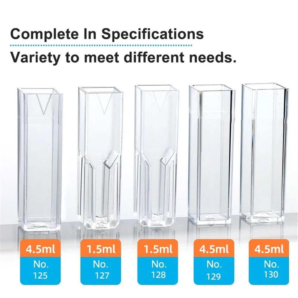 Cuvette monouso da 100 pezzi/lotto, 5 tipi diversi, 4,5 ml/1,5 ml, 10 mm, in plastica, colorante, PS.(130-100Pcs)