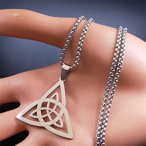 Miniatura 2 de Wicca Infinity Trinity Knot Triquetra Necklace Stainless Steel Witch Celtic Knot Amulet Necklace Jewelry Collar Acero Inoxidable