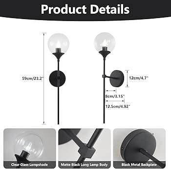 KCO Lighting Matte Black Industrial Wall Sconces Set of Two